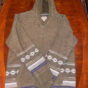 Lucky Brand Boys Baja Jacket sz L colorBurnt Olive NWT Hooded, Vneck, Striped